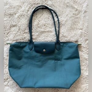 Vibrant Turquoise/Blue Tote with Long Handles Longchamp Large NWOT